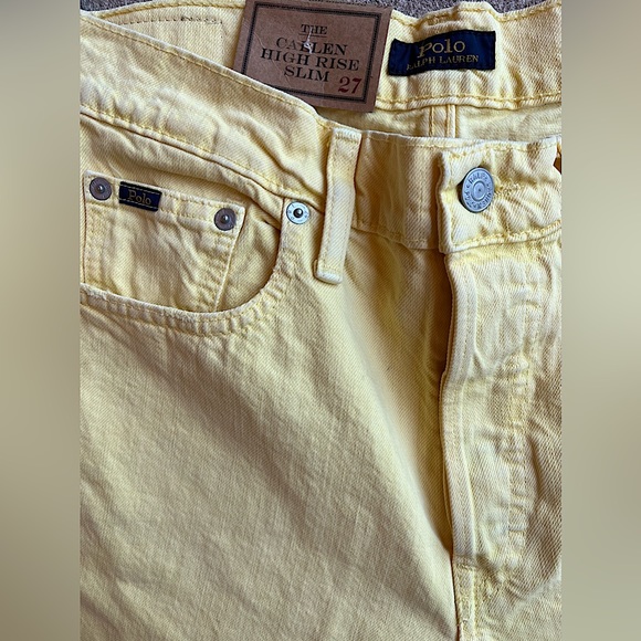 POLO by Ralph Lauren The Callen High Rise Slim Jean Button Yellow Sz 27 - Picture 7 of 10